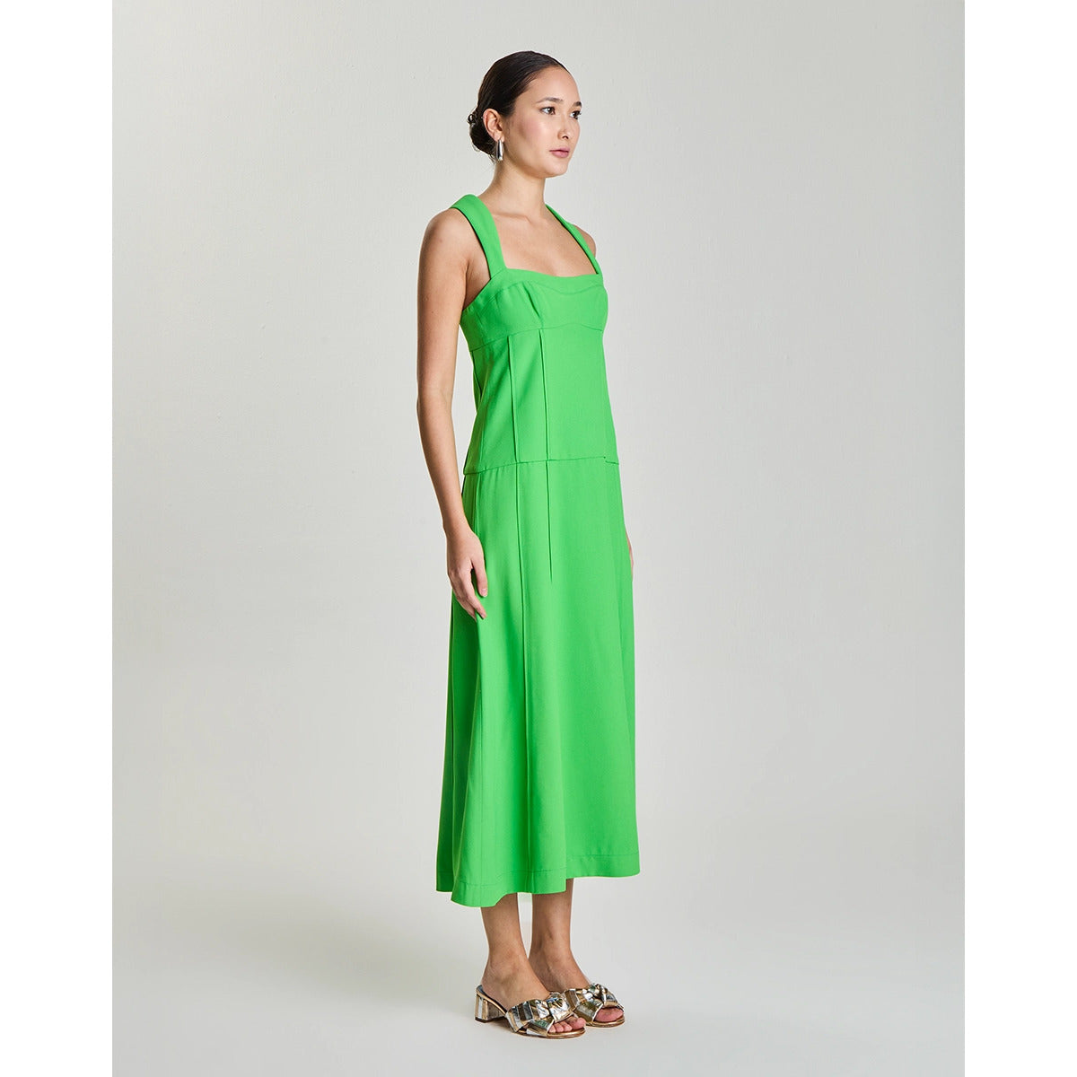 Vestido Midi Evase Alcinha Laranjeira