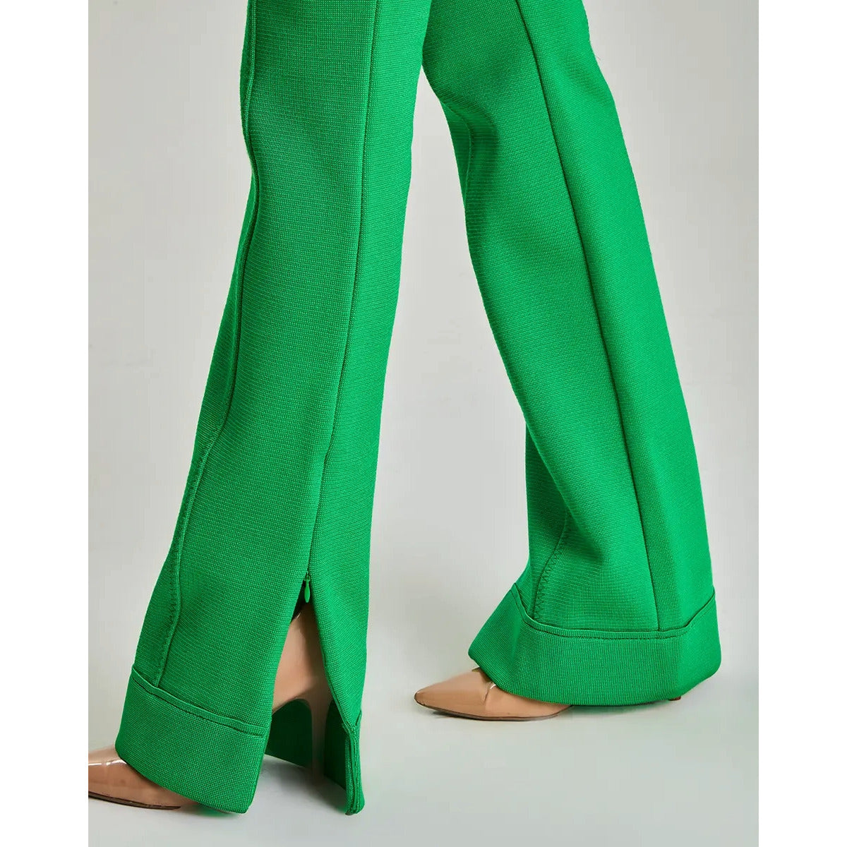 Calça Flare de Alfaiataria em Trico Pavo