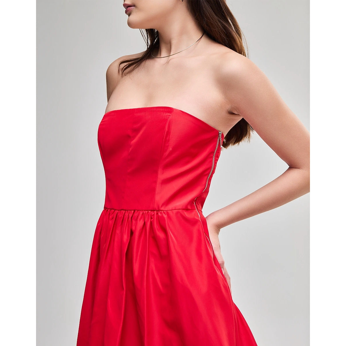 Vestido Curto Strapless Vermelho