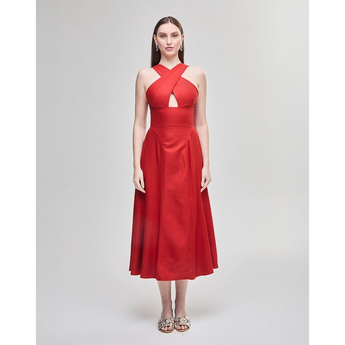 Vestido Midi Zaia Laranja Spicy Heinz