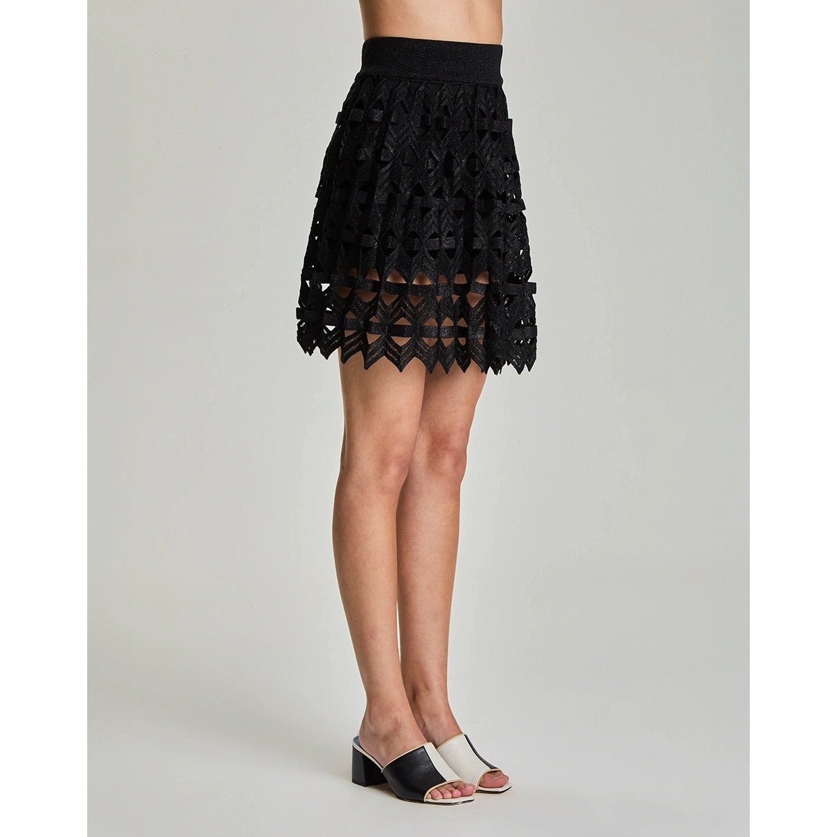 Short Saia Zig Plissado Ficus Preto