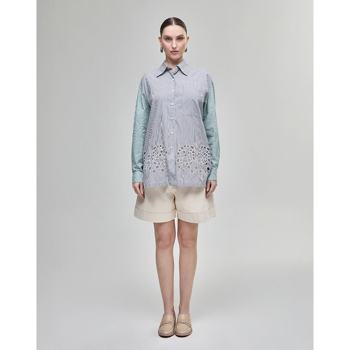 Bermuda Pesponto Off-White