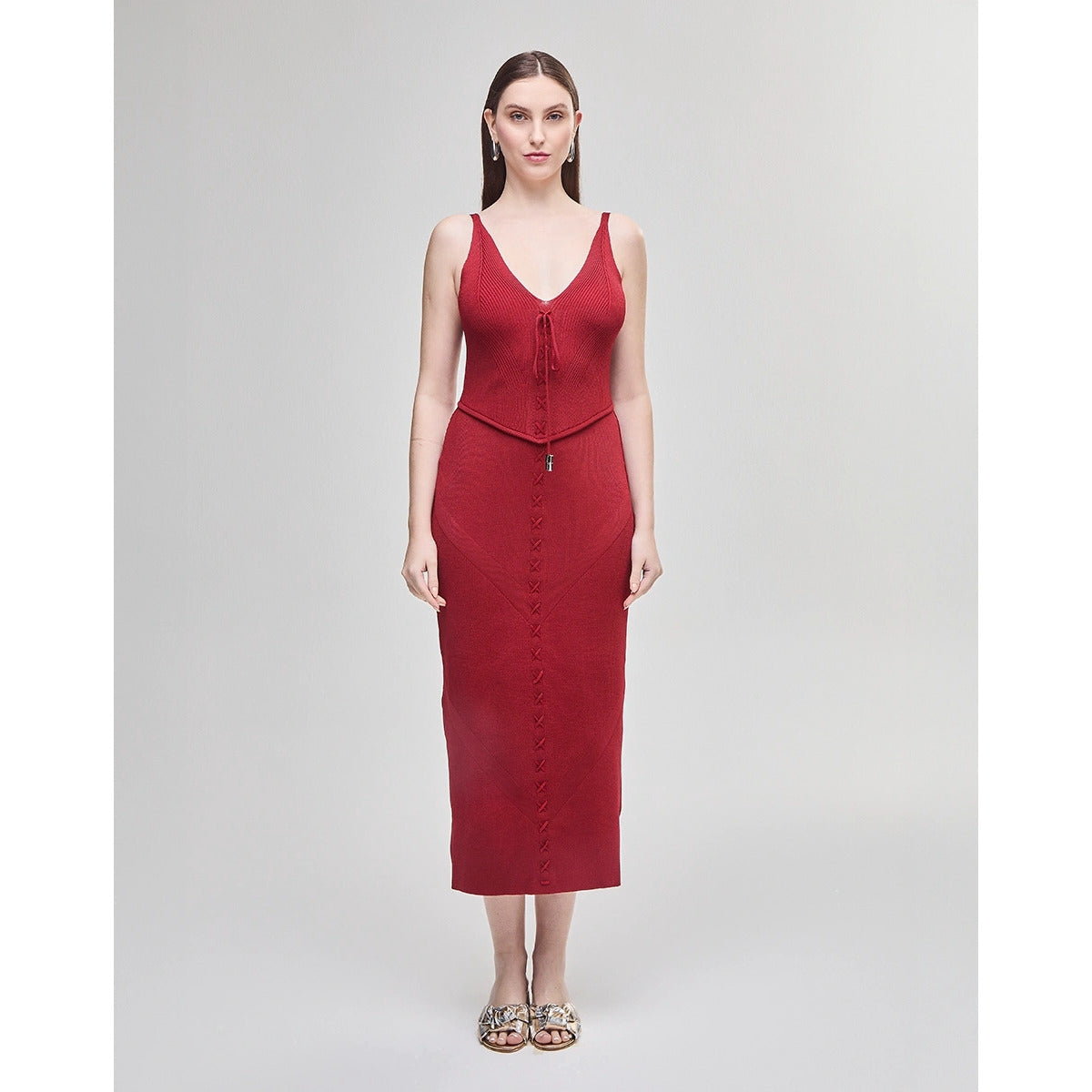 Vestido Tricot Corset Vermelho Burning