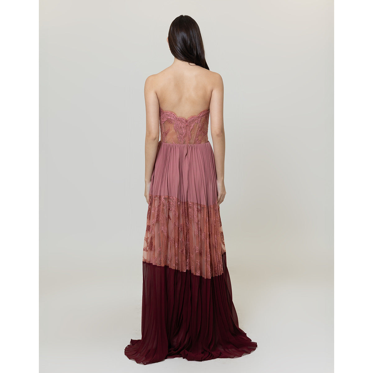 Vestido Corselet com Saia Plissada Renda I Elisa Lima