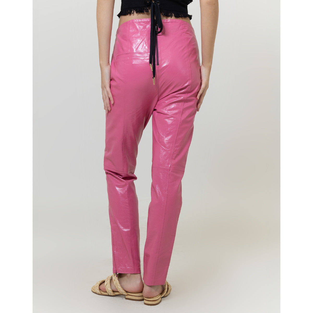 Calca Couro Donine Rose Lipstick