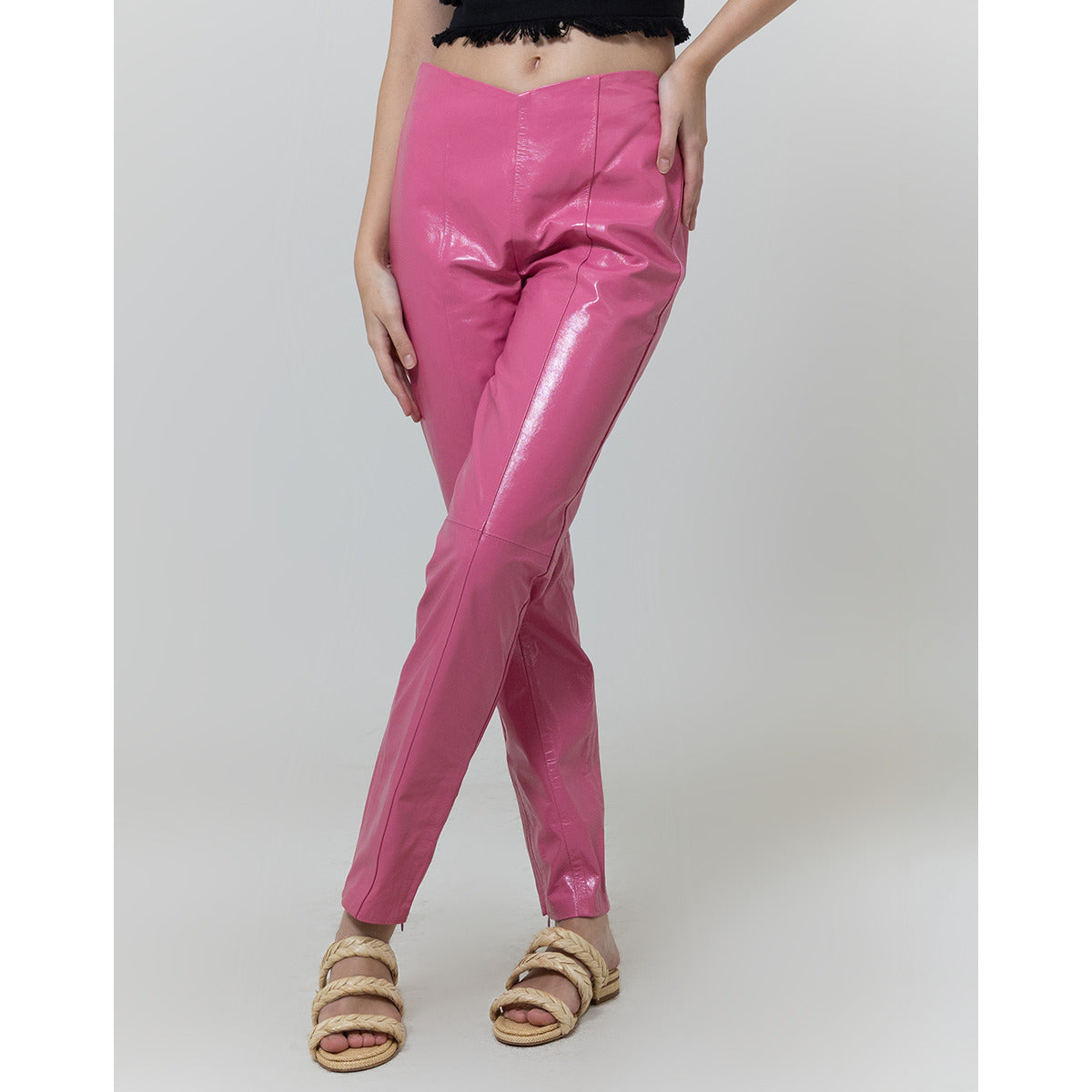 Calca Couro Donine Rose Lipstick