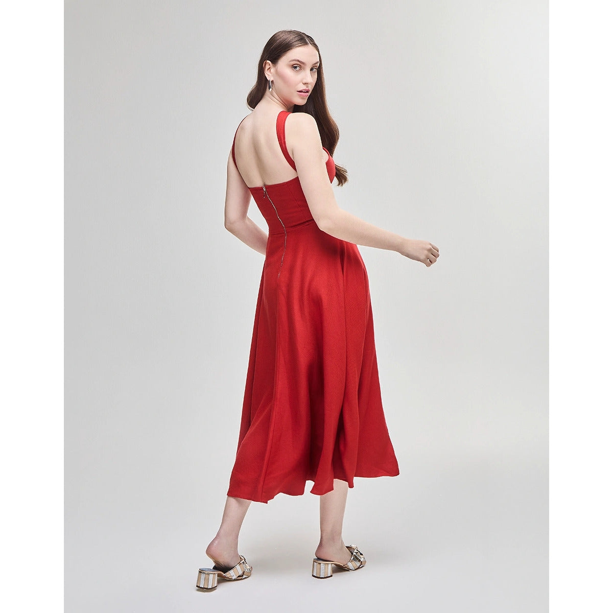 Vestido Midi Zaia Laranja Spicy Heinz