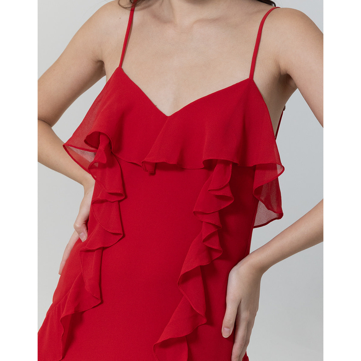Vestido Jabot Vermelho Step