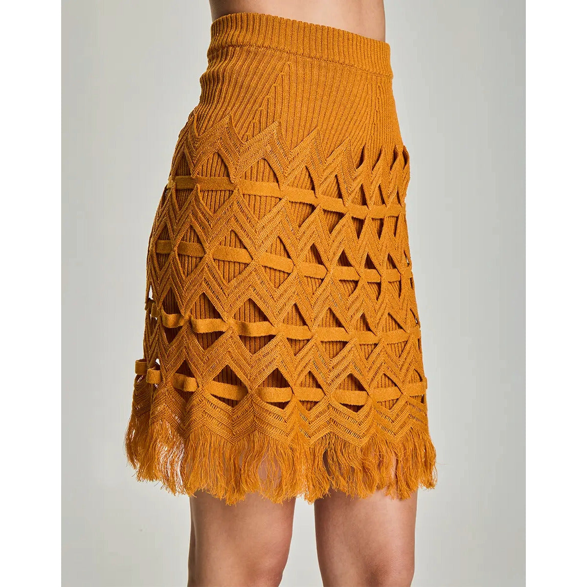 Saia Zig de Linho Franjada Jacaranda I Lolitta