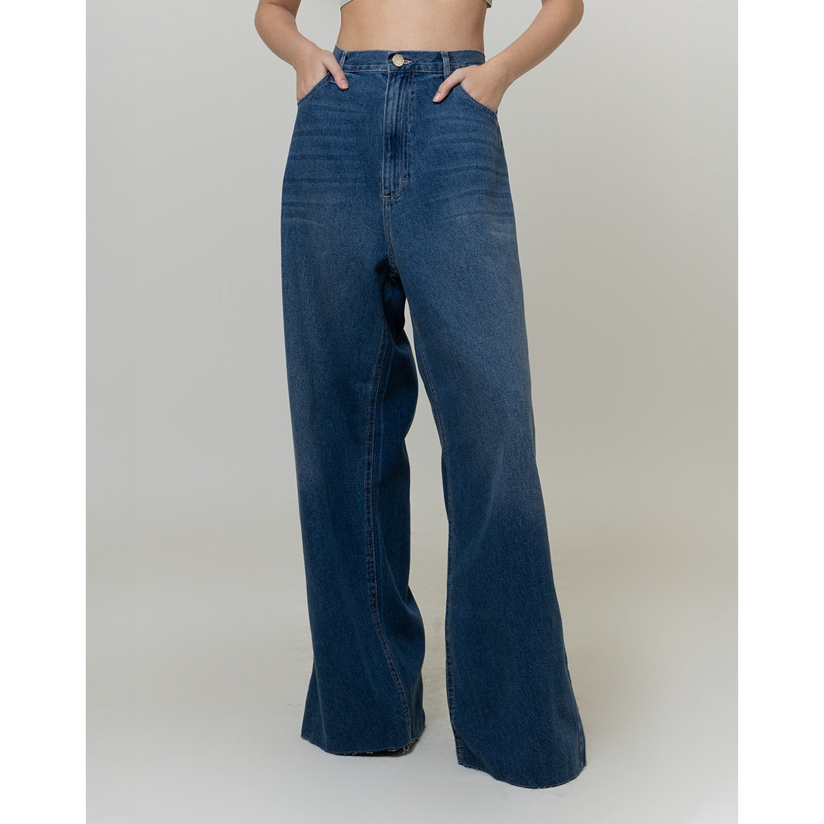 Calça Barra Marcada Azul Bluer