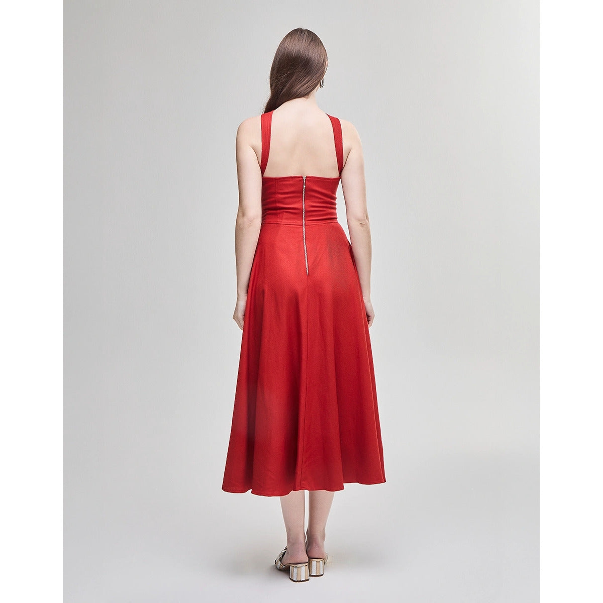 Vestido Midi Zaia Laranja Spicy Heinz