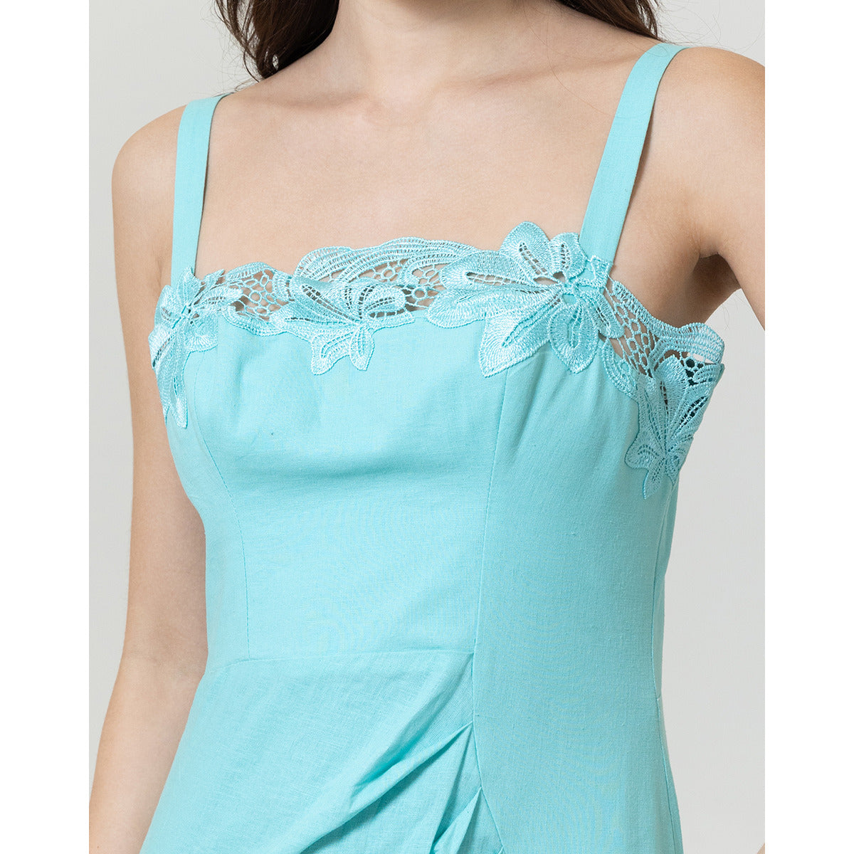 Vestido Midi Fenda Laterak Azul Piscina