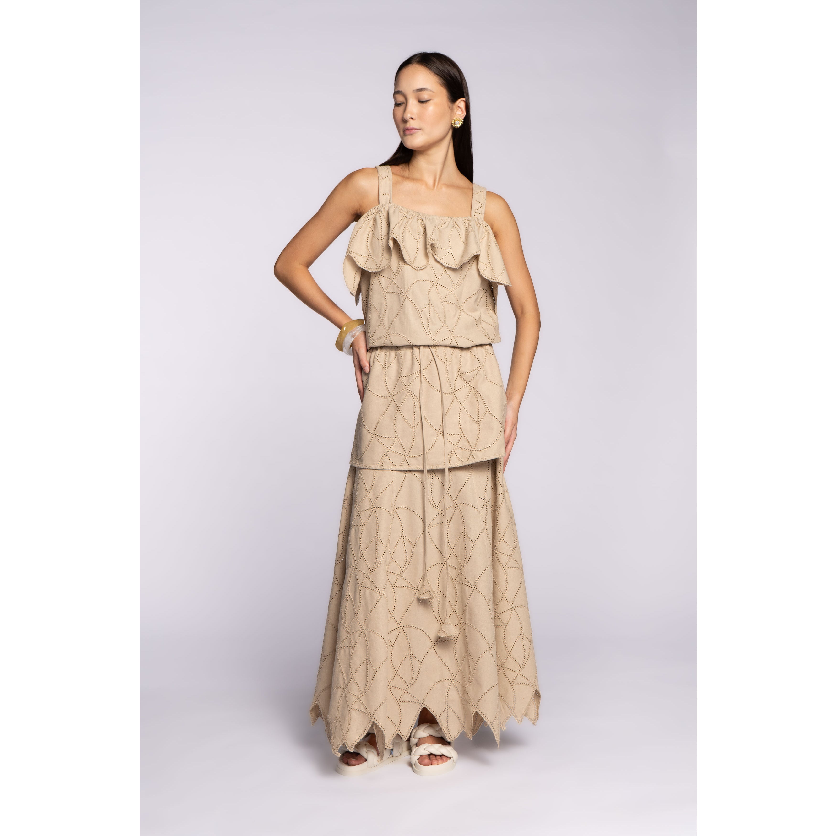 Vestido Peace Linho Russo Aveia I Sophia Hegg